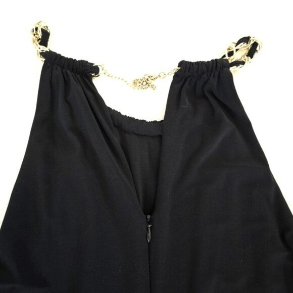 Laundry Women's Elegant Black Jumpsuit Size 10 Gold Chain Holiday Party Wide Leg - Picture 12 of 15